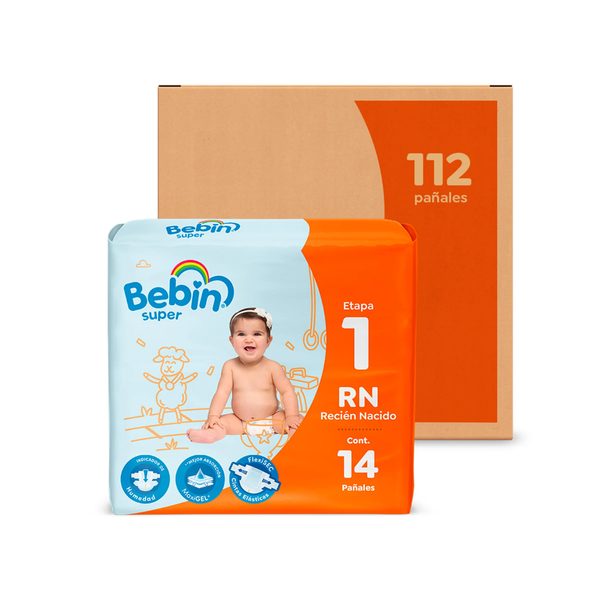Pañales para bebé | Etapa 1 (2.5 - 5kg) | 112 pz